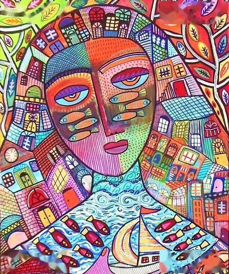 学会线条装饰和色彩分割教你画出毕加索风色彩装饰画