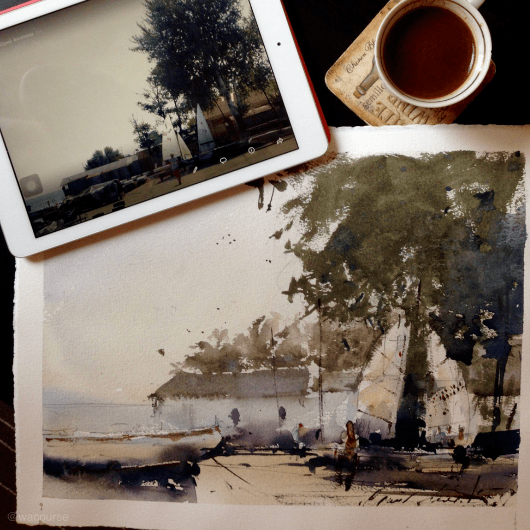 俄罗斯水彩画家uriakopyants作品欣赏船系列二