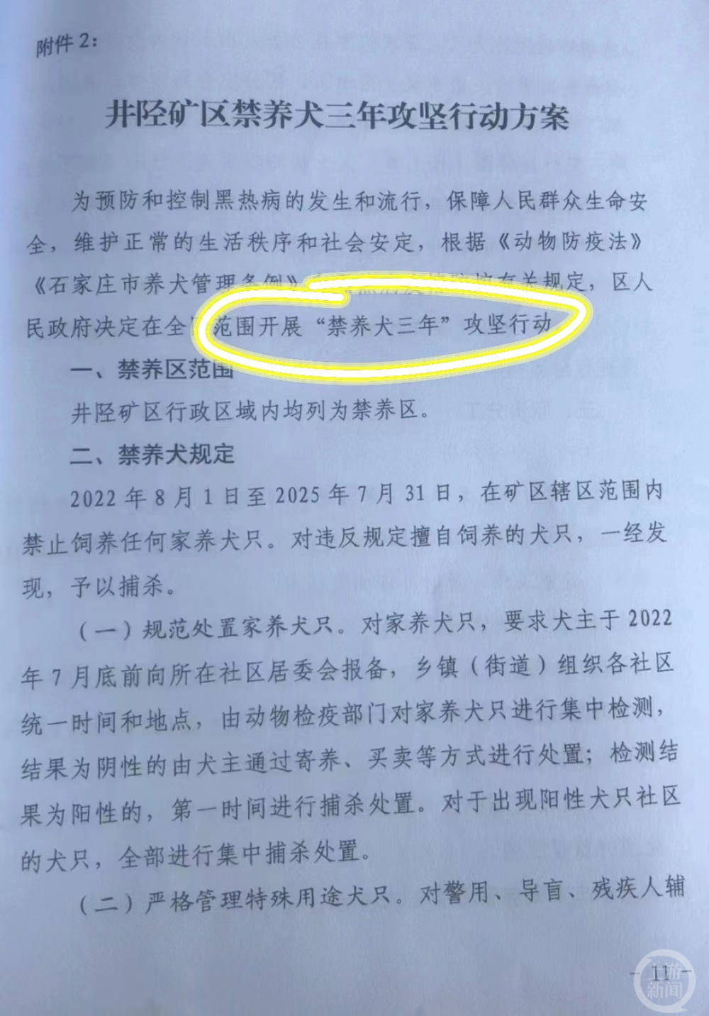 石家庄井陉矿区拟推行“禁养犬三年” 当地政府:为防黑热病,还在研判阶段