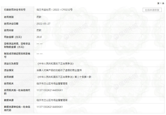 丽达生物因违法被罚:“贡小美”虚假宣传欺骗误导消费者(图1)