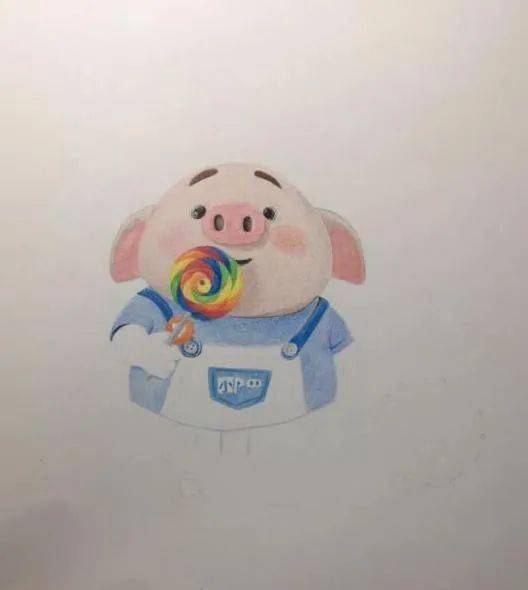 彩铅教程:猪小屁的画法步骤_用色_面部_猪猪