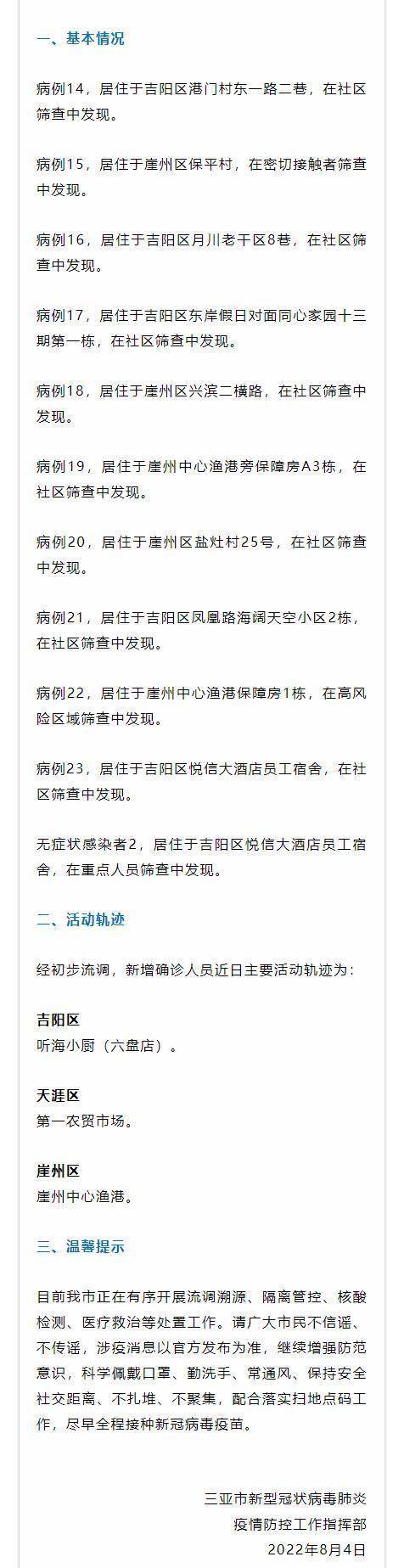 海南三亚昨日新增10例确诊病例和1例无症状感染者