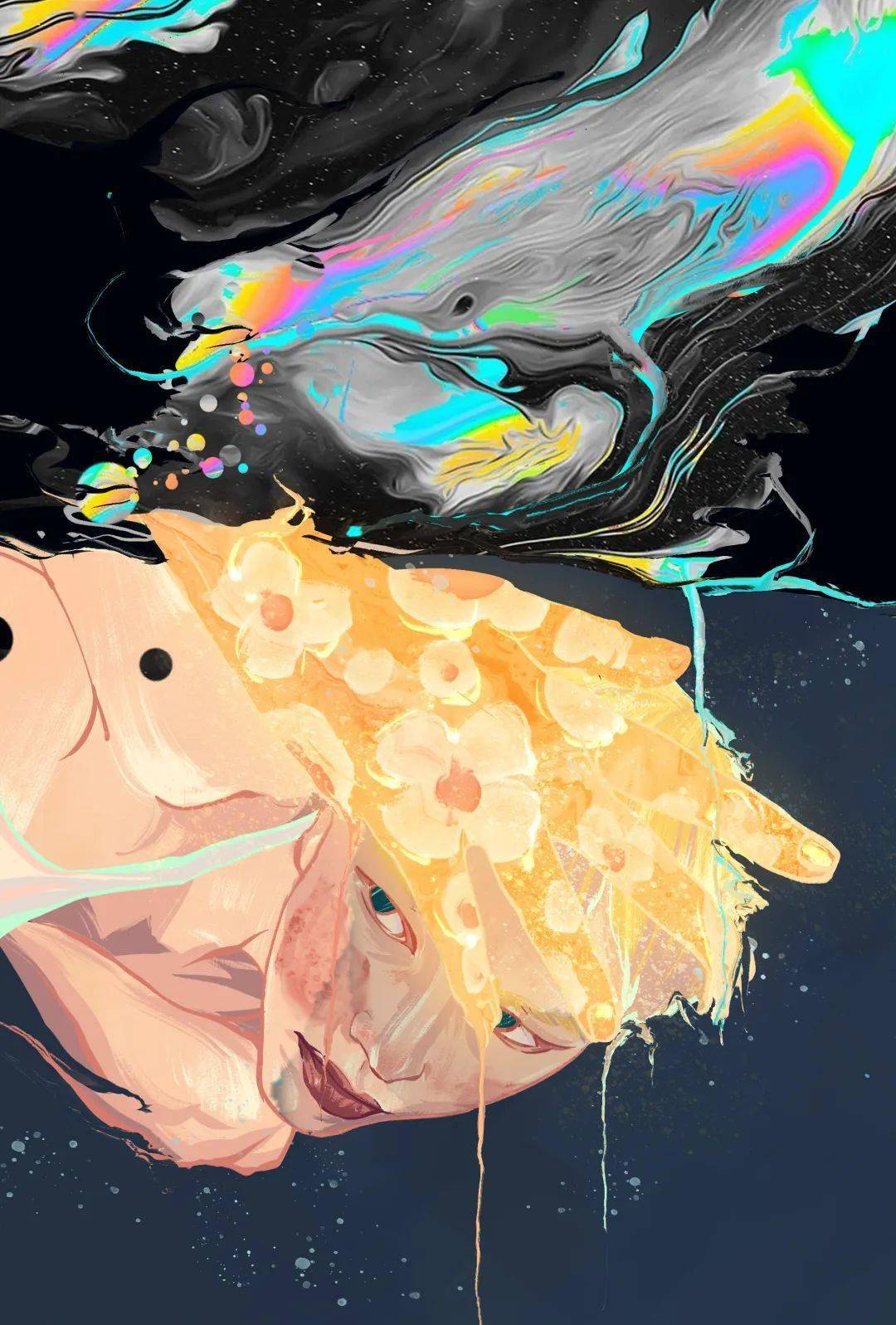 亚洲插画talks树下野猴氛围感拉满的厚涂人物插画有一种说不出的美感