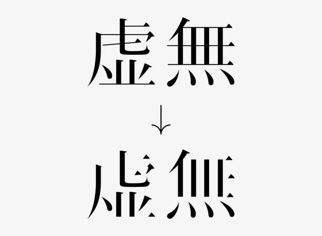 下面就很简单了,把字体中所有最细的横笔给删掉,保留末端的小三角特征