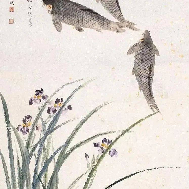这画里的鱼儿，真真肥美_国画_王师子_鲤鱼