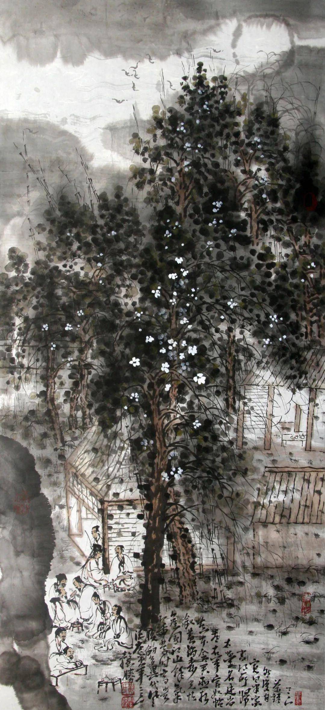 黄馨胜山水画,细腻温婉,意境幽远_树木_创作_中华国际