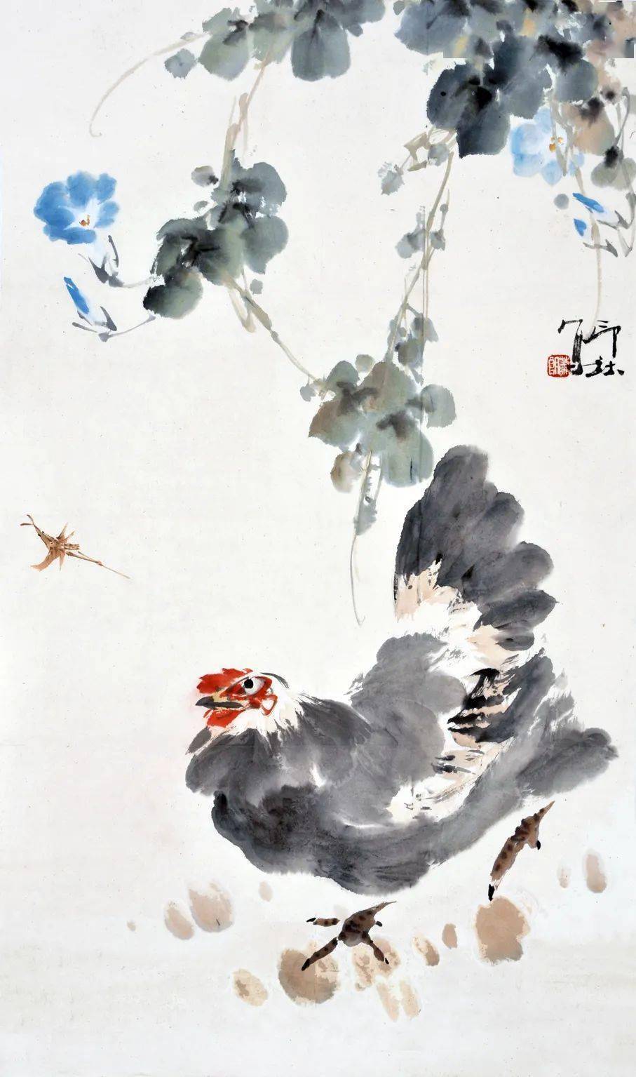 萧朗画鸡:雄鸡赳赳, 母鸡柔柔_先生_公鸡_德善