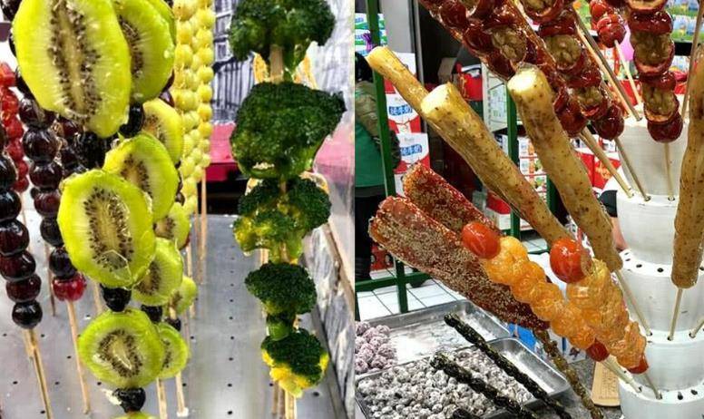 猕猴桃做冰糖葫芦不奇怪,草莓,苹果,香蕉等都能做,可是西兰花竟然也