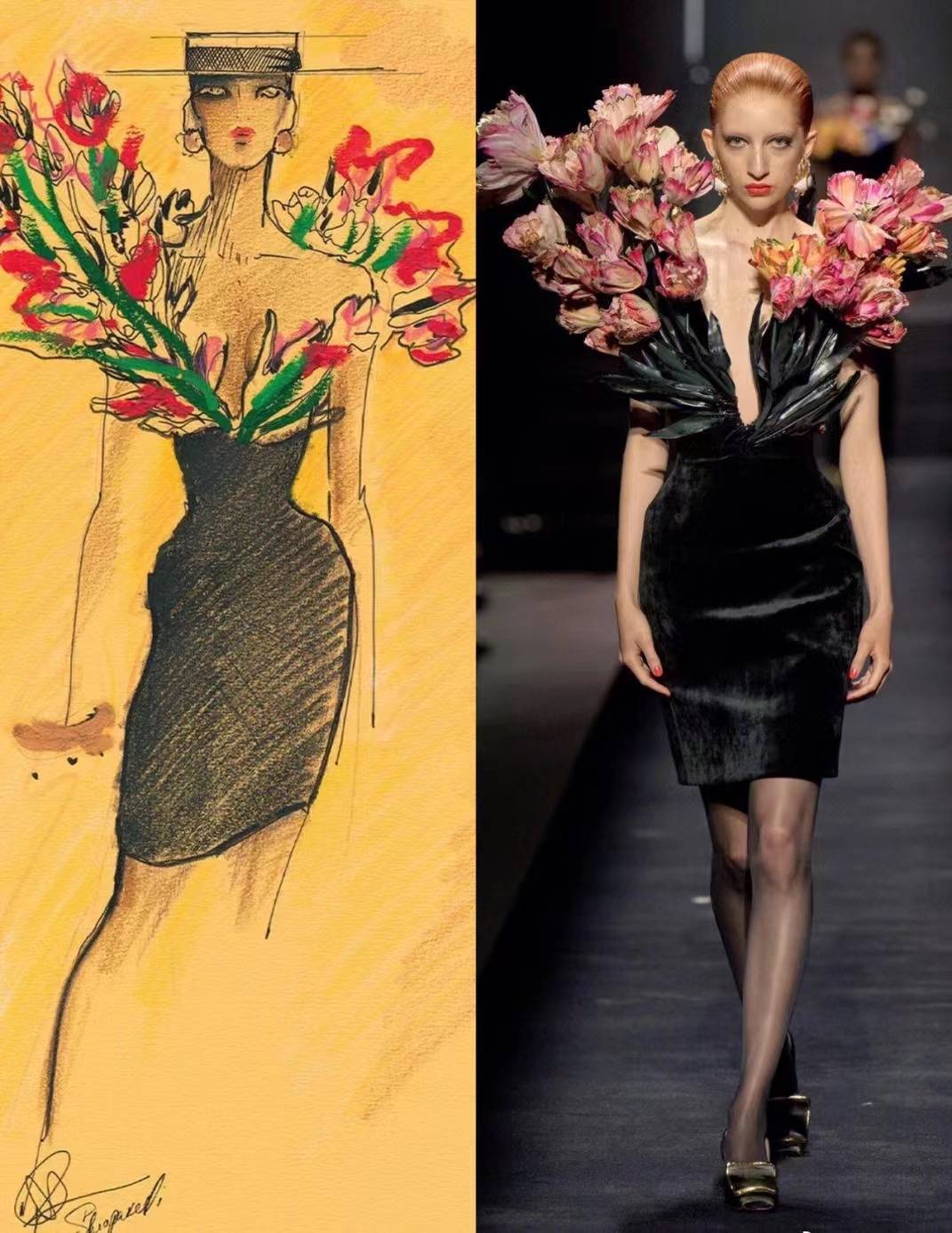 服装设计| 手绘稿_碰撞_来源_对比色