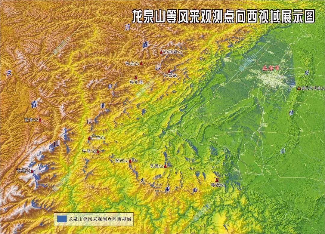 在成都龙泉山西眺能看到哪些雪山？他们做了这张可视分析图