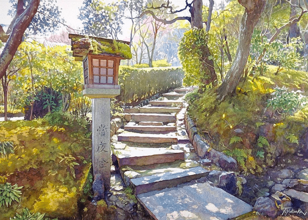 日本水彩画家——takumi yokooka作品欣赏(公园一角)_广告_交流_生态