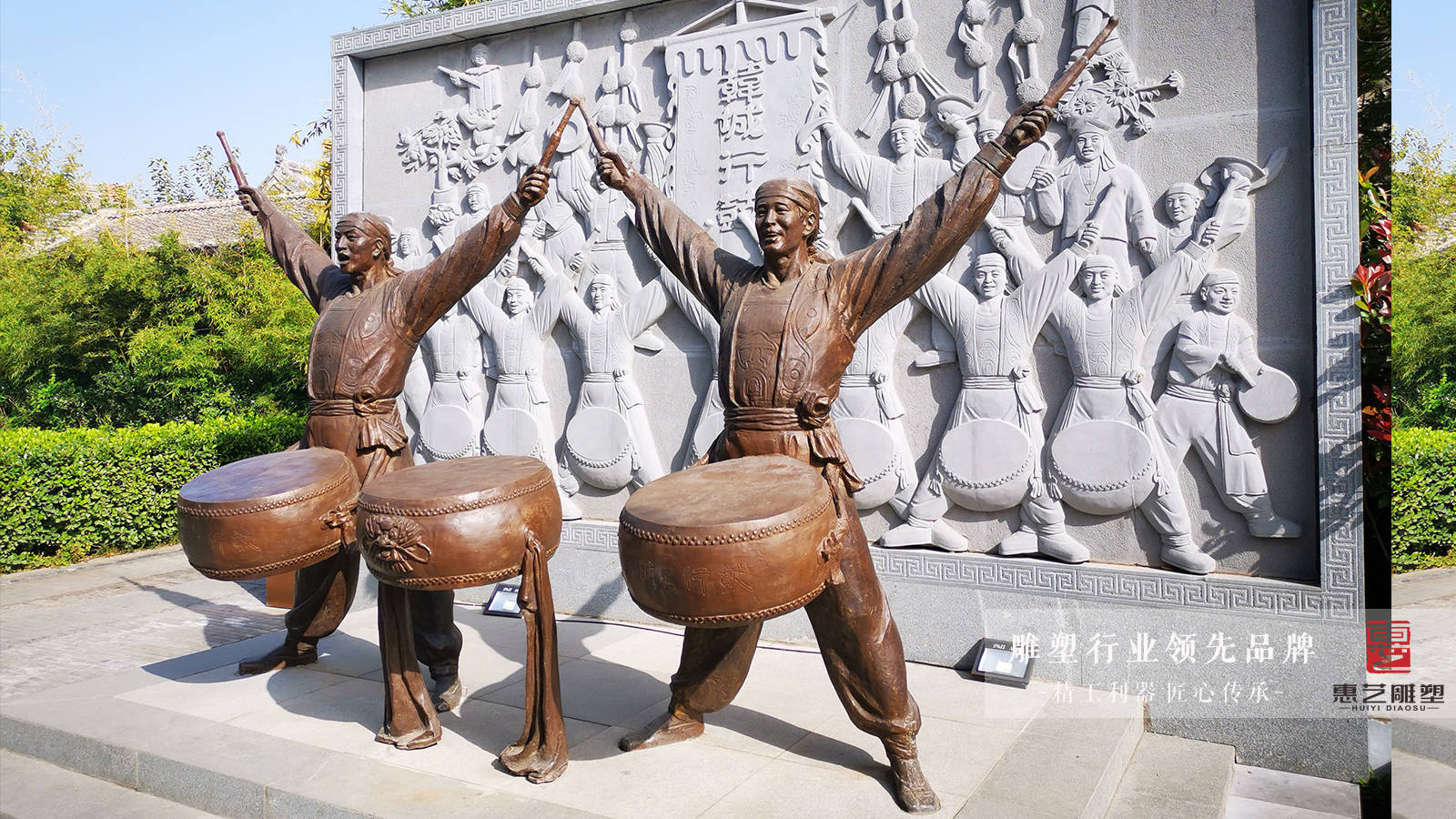 喜庆——铸铜敲锣打鼓雕塑_锣鼓_民间_人物