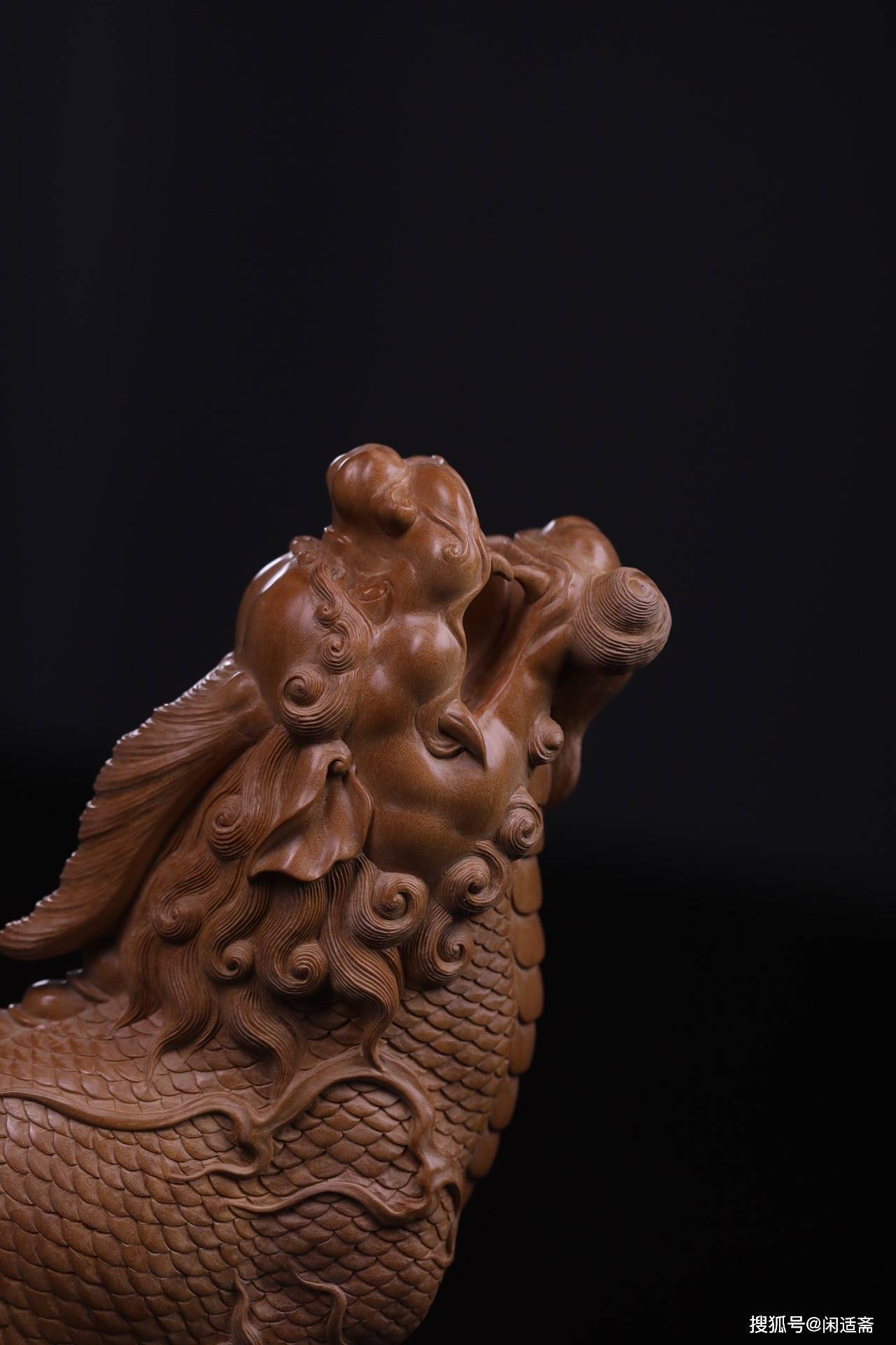 镇宅瑞兽,老山檀香,望天犼_作品_工艺水平_毛发