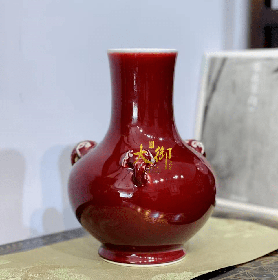 中国　辰砂紅釉　珊瑚釉梅瓶　M　R4734B 中国 辰砂紅釉 珊瑚釉梅瓶 M R4734B