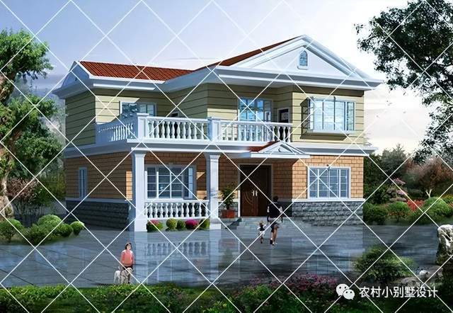 50款二层带露台农村别墅, 15万起建农村二层自建房别墅