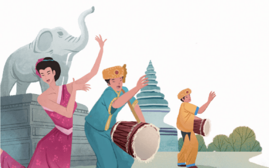 象脚鼓的形状像大象的脚一样,一端细长,另一端粗大.