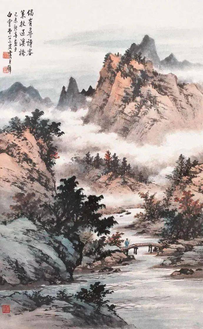 这位老画师的秋山图,真美_国画_黄君璧_张大千