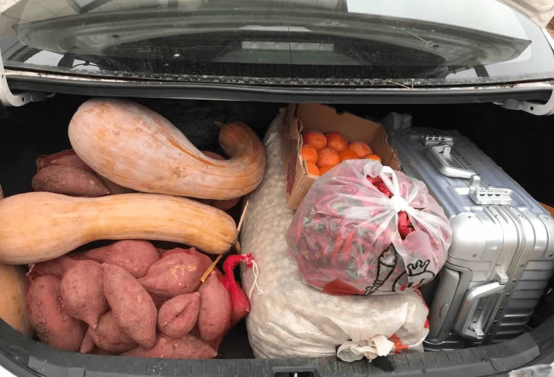 国庆返程后备箱,一个比一个硬核,网友泪目:满满都是爱_父母_东西_辣椒