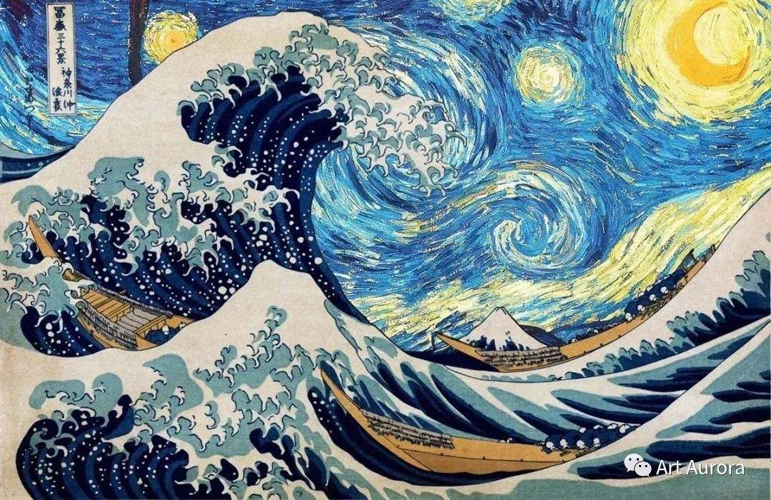 一位影响天才梵高一生的浮世绘画家丨葛饰北斋《神奈川冲浪里》_富士