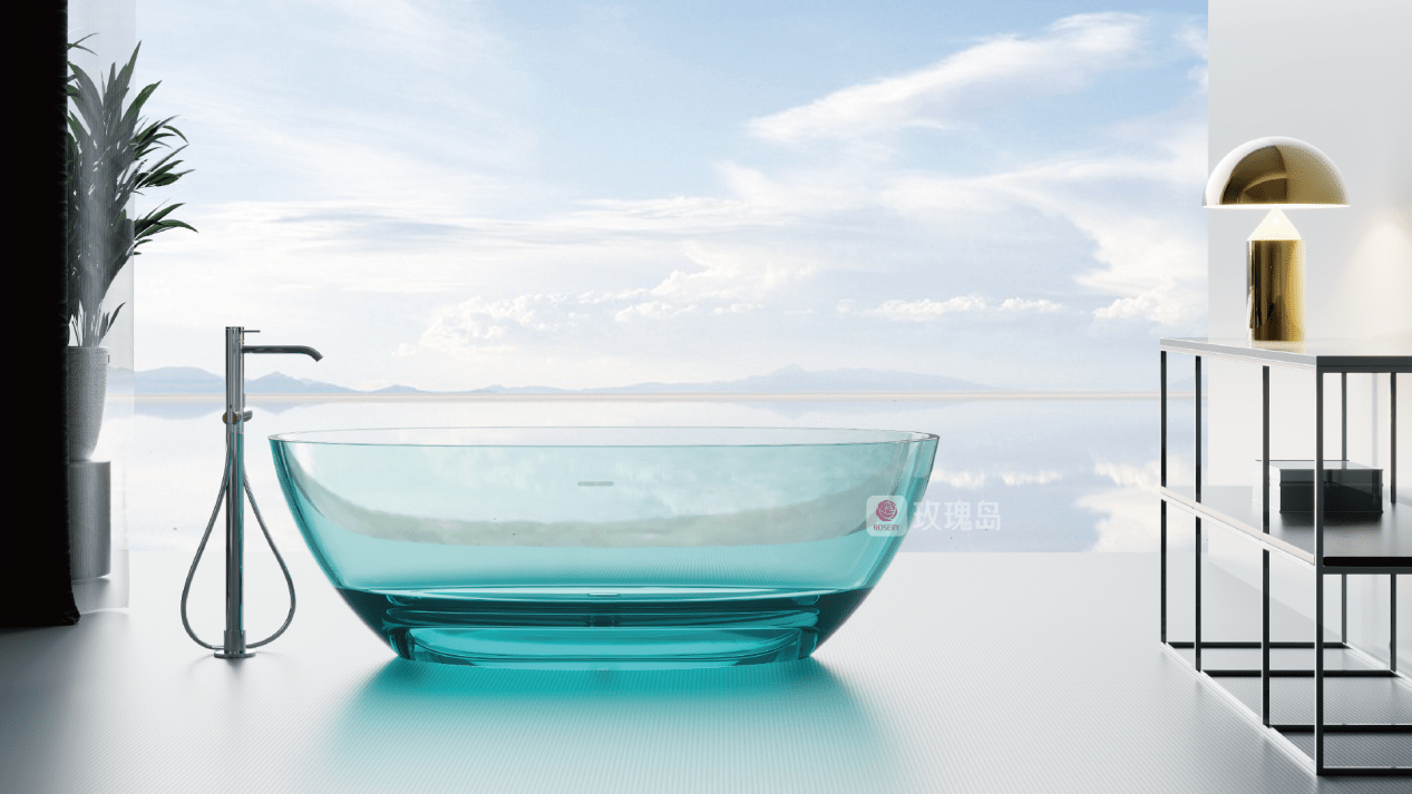 玫瑰岛彩色透明浴缸,当代人心中永远的白月光_材质_功能_视觉