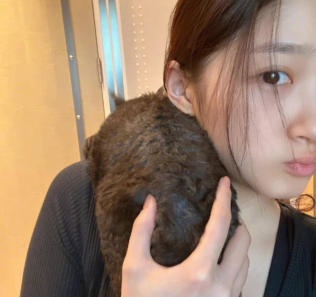 关晓彤晒抱猫怼脸自拍好漂亮,皮肤细腻有光泽,满脸的胶原蛋白_演技
