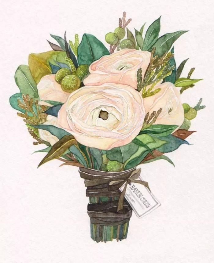 清新的水彩花束,适合练习的水彩花束作品素材_花卉_组合_笔下