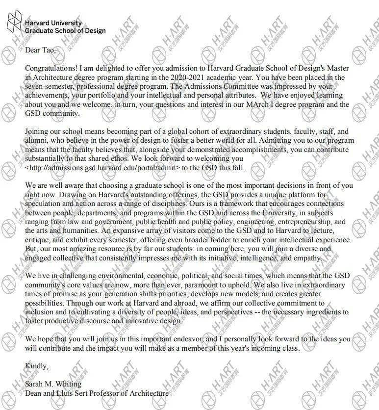 汉艺z同学,获哈佛大学,莱斯大学,弗吉尼亚大学 建筑设计offer汉艺l