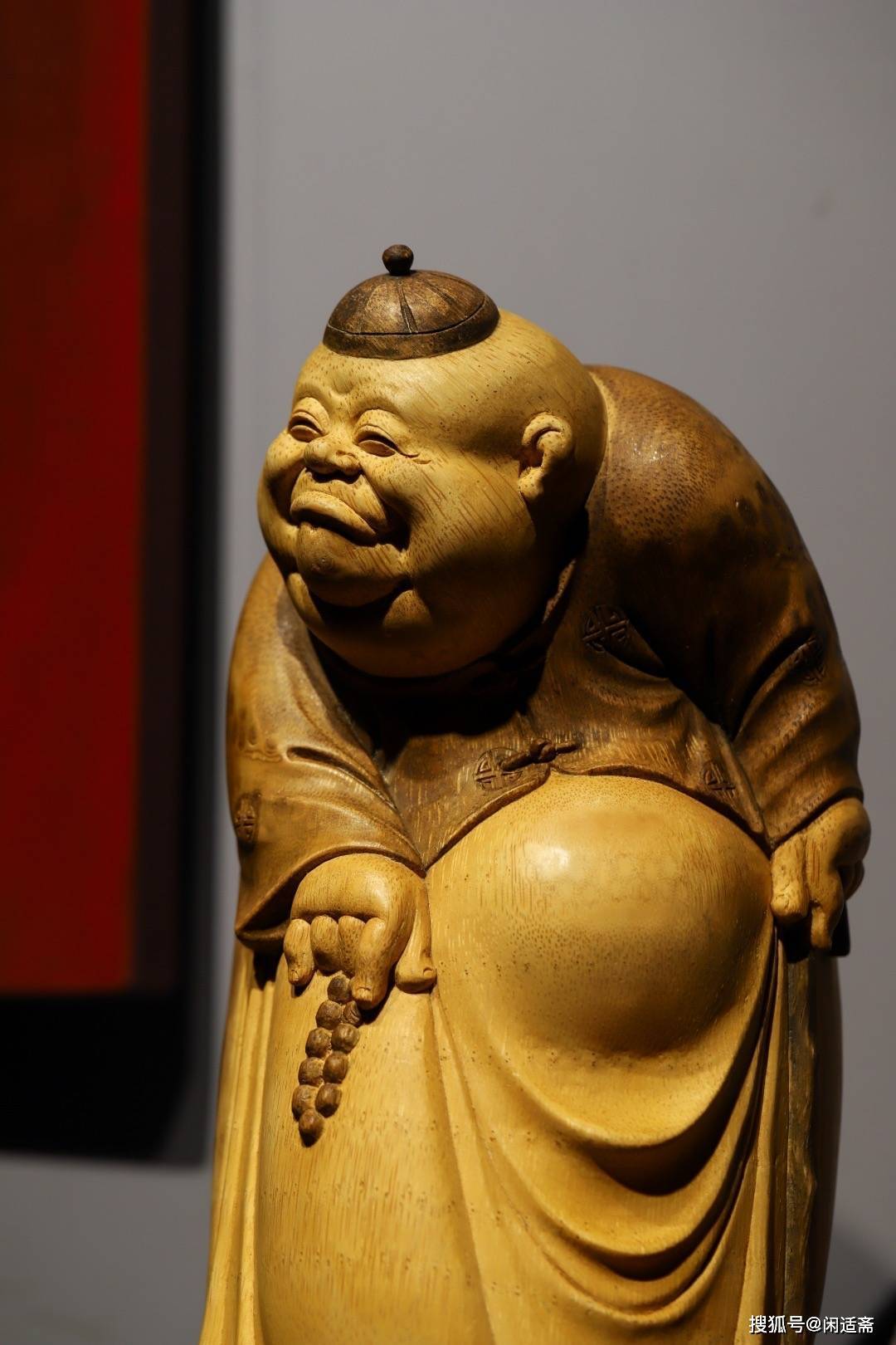 雅室清赏摆件,老竹雕作品,地主老财_雕刻_刀法_圆雕