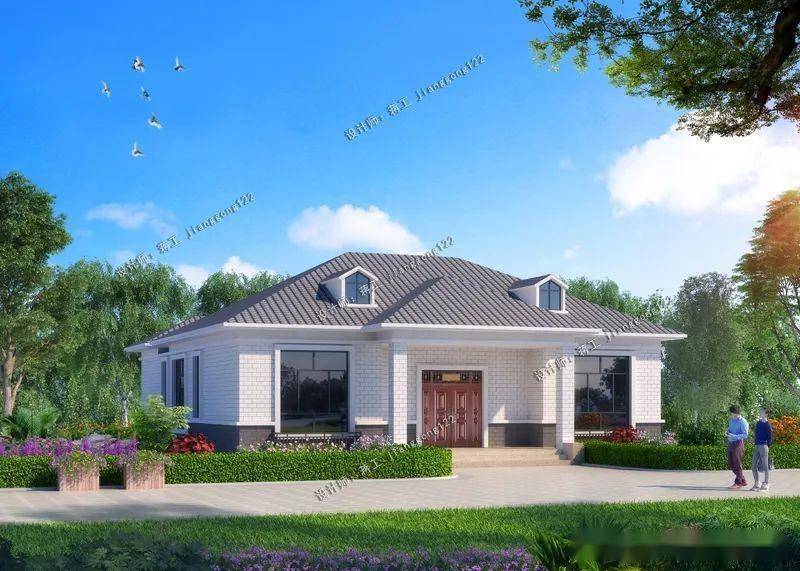 新中式一层农村平房,带副楼设计,绝对是农村人最理想的房子_风格_建筑