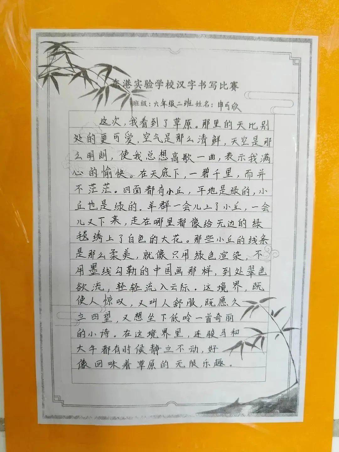 翰墨飘香,书写精彩——东港实验学校六年级汉字书写比赛_评选_作品