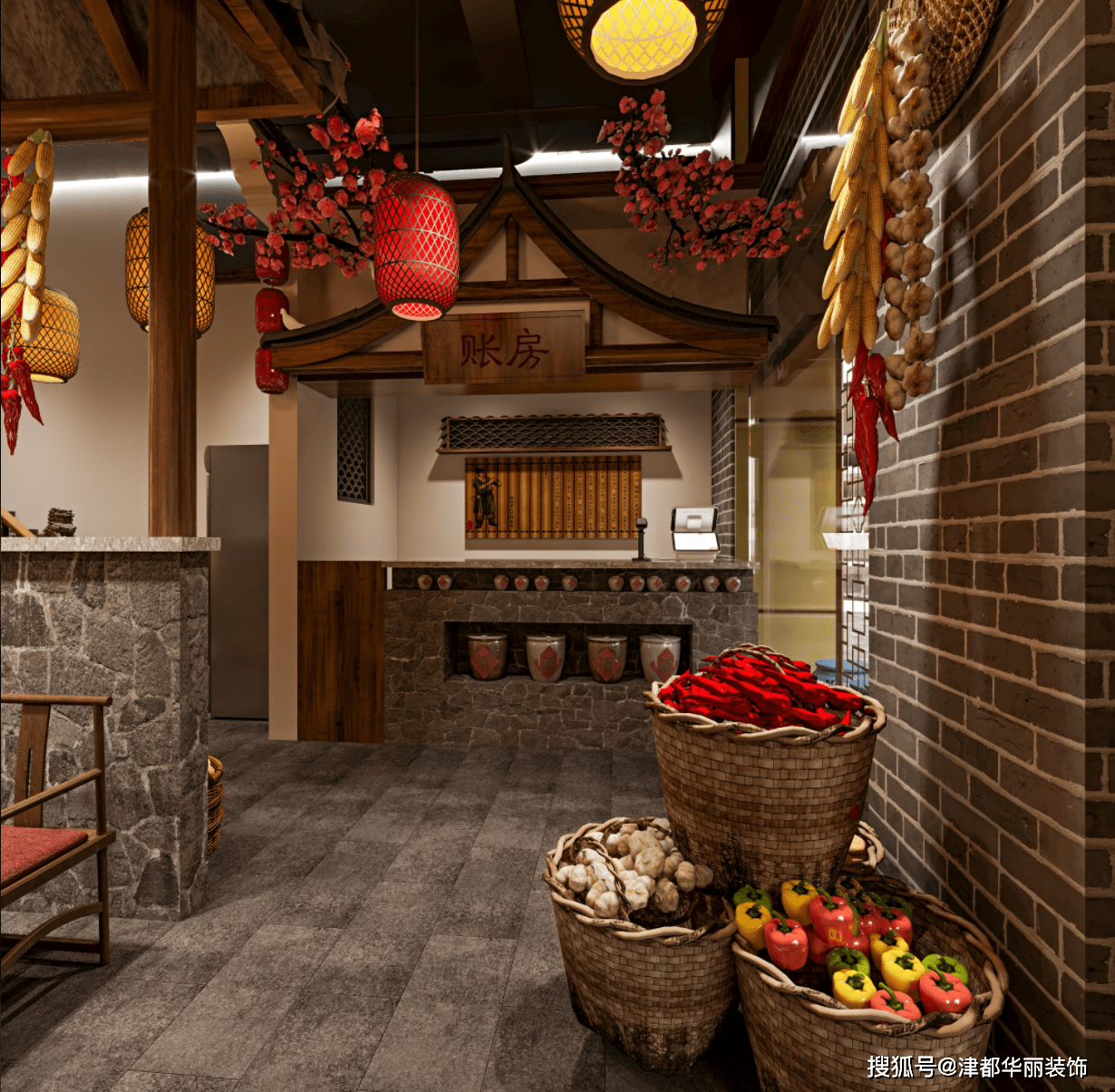 银川装修公司|津都华丽|银川佳湘湘菜馆餐厅装修设计方案鉴赏