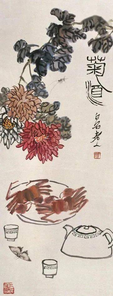 新到着 松村呉春 絹本彩色画 【菊花雀之図】香雪居士鑑題 時代箱 四条