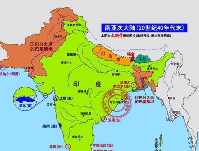 但葡萄牙仍留在果阿及各葡属飞地(enclaves),这些领土都在西海岸,从