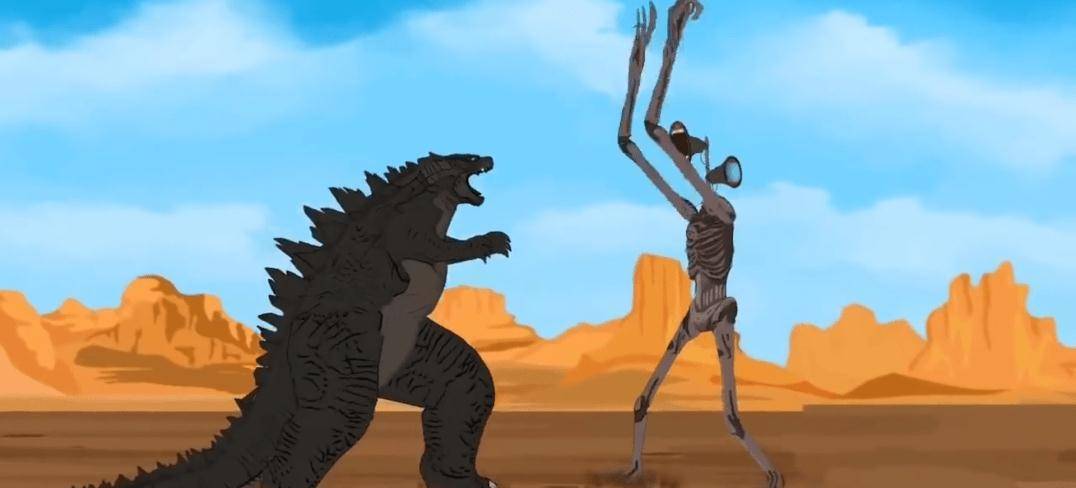 网友自制哥斯拉大战警笛头,猜猜谁能赢?_金刚_游戏_电影