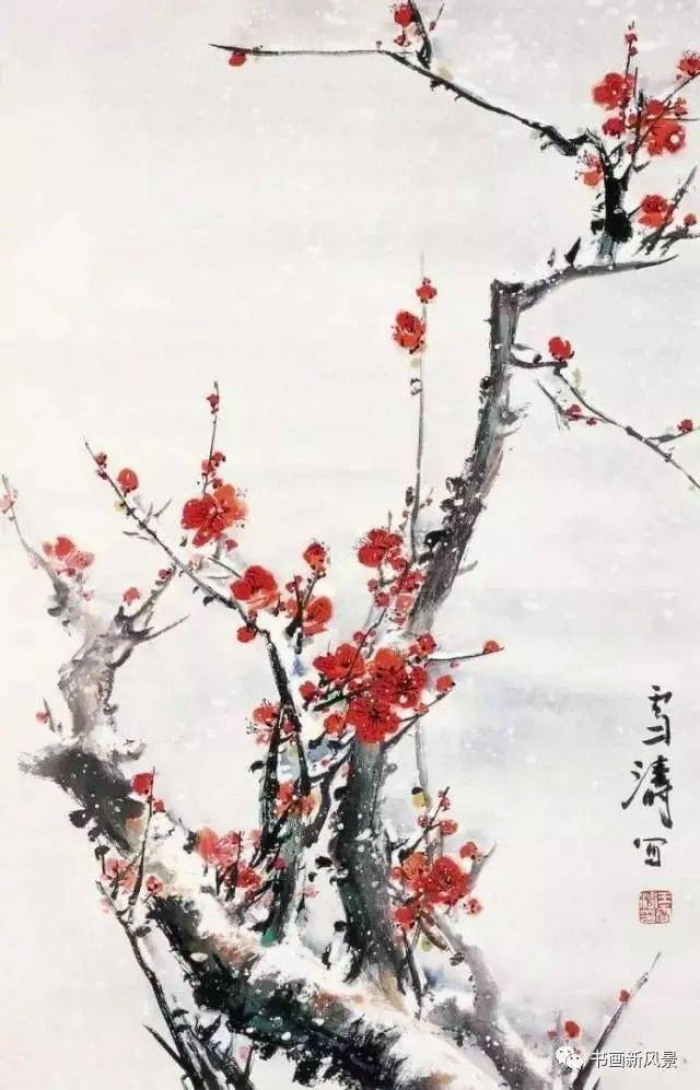 雪濤 梅花圖 王雪涛画梅36幅，春意盎然！_梅花_写意_中国