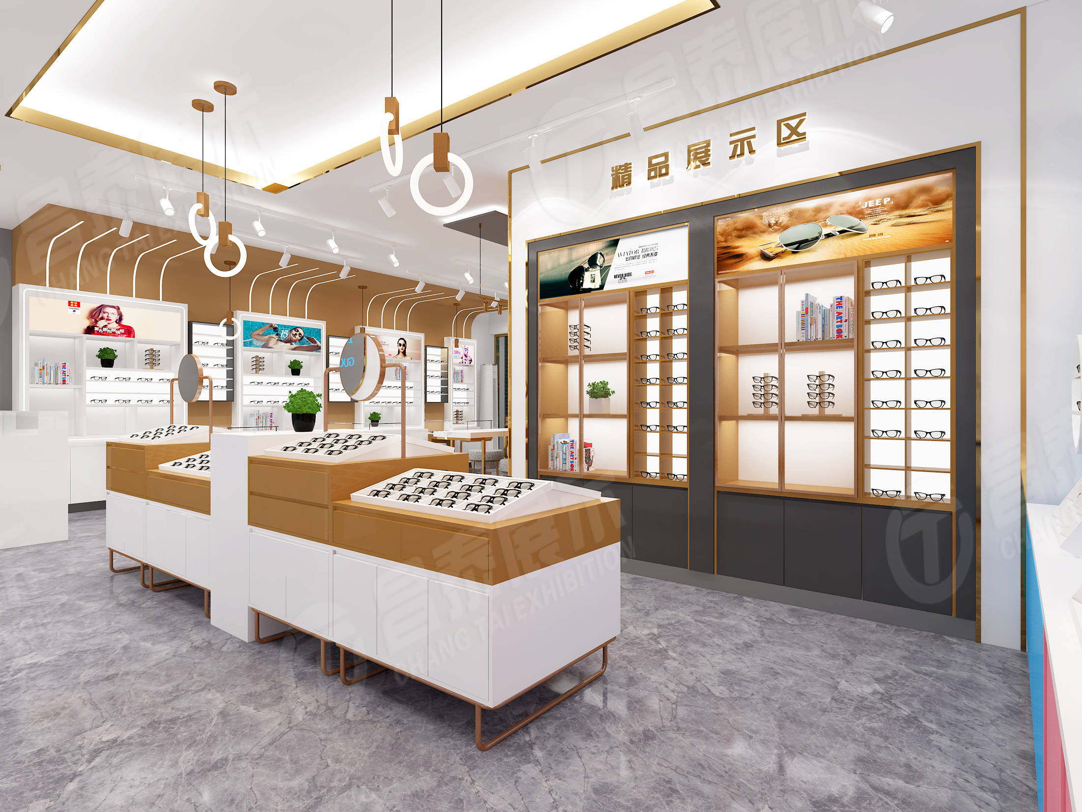 使用眼镜展示柜来很好的展示和装饰商品.