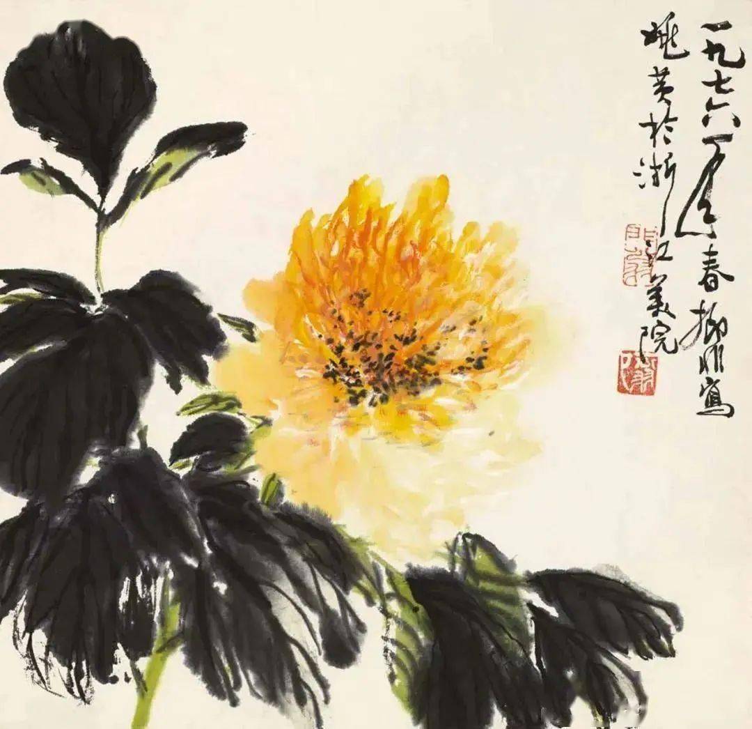 老教授画牡丹,宛若贵妃出浴_陆抑_先生_潘天寿