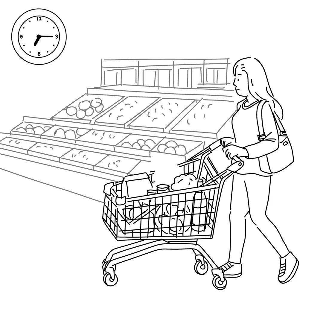 超市购物的简笔画图片
