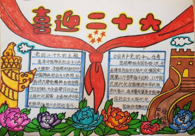 濮阳市第十中学四年级组开展主题手抄报评比活动_党和_跟党走_作品