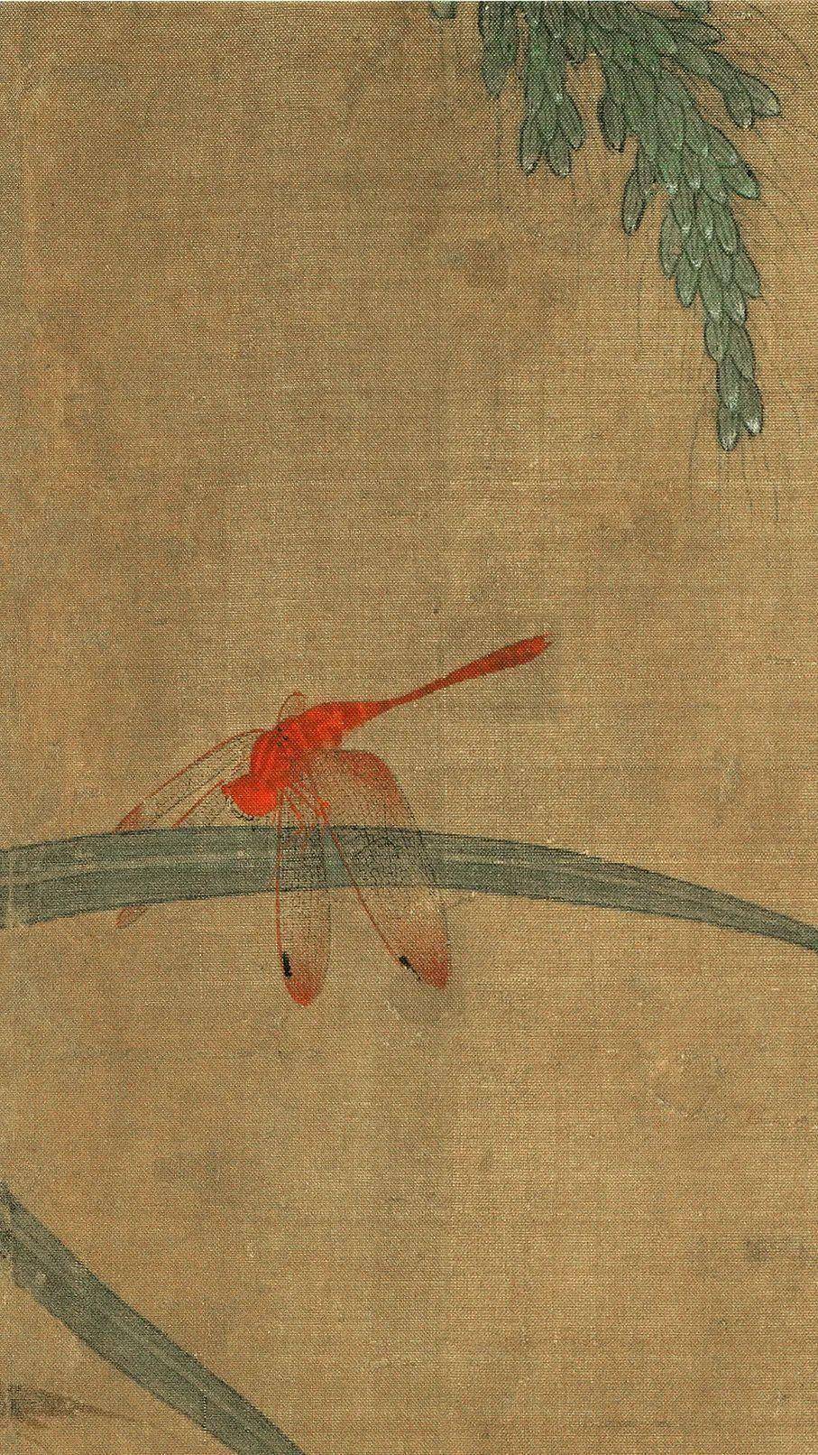 【高清图库】宋 吴炳《嘉禾草虫图页》_稻穗_创作_在空中