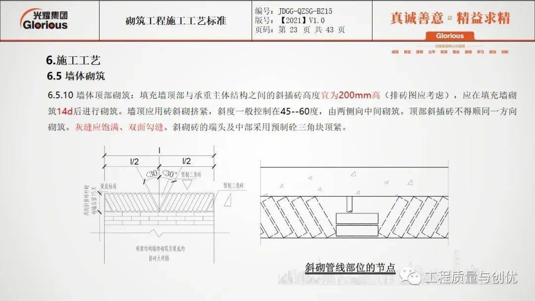 砌筑工程施工工艺尺度做法，从选材到验收，包管你看有所得！