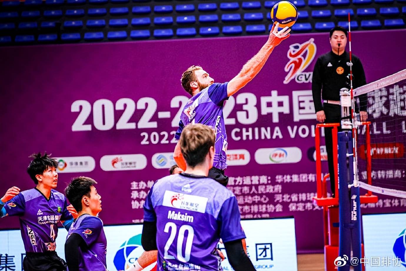 2022-2023中国男子排球超级联赛:天津食品集团男排3-0战胜四川男排