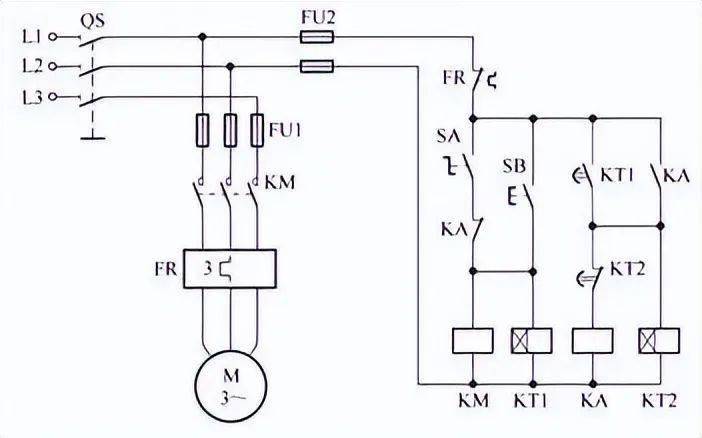 過載保護的正轉控制電路7圖中左側為電氣實物接線圖,右側為電氣原理圖