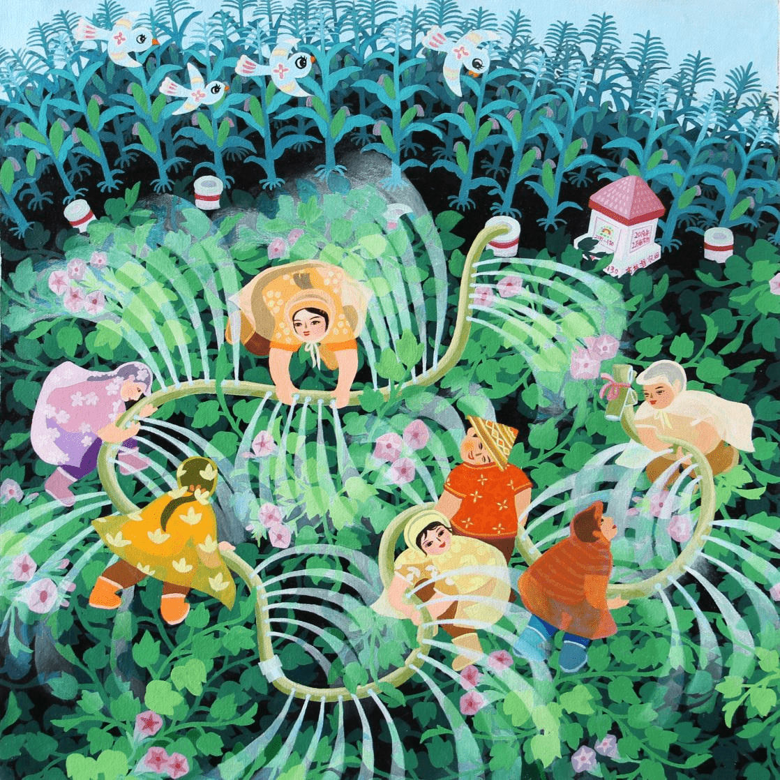 河南舞阳农民画《浇灌幸福花》成功入选国家 "新生活·新风尚·新年画