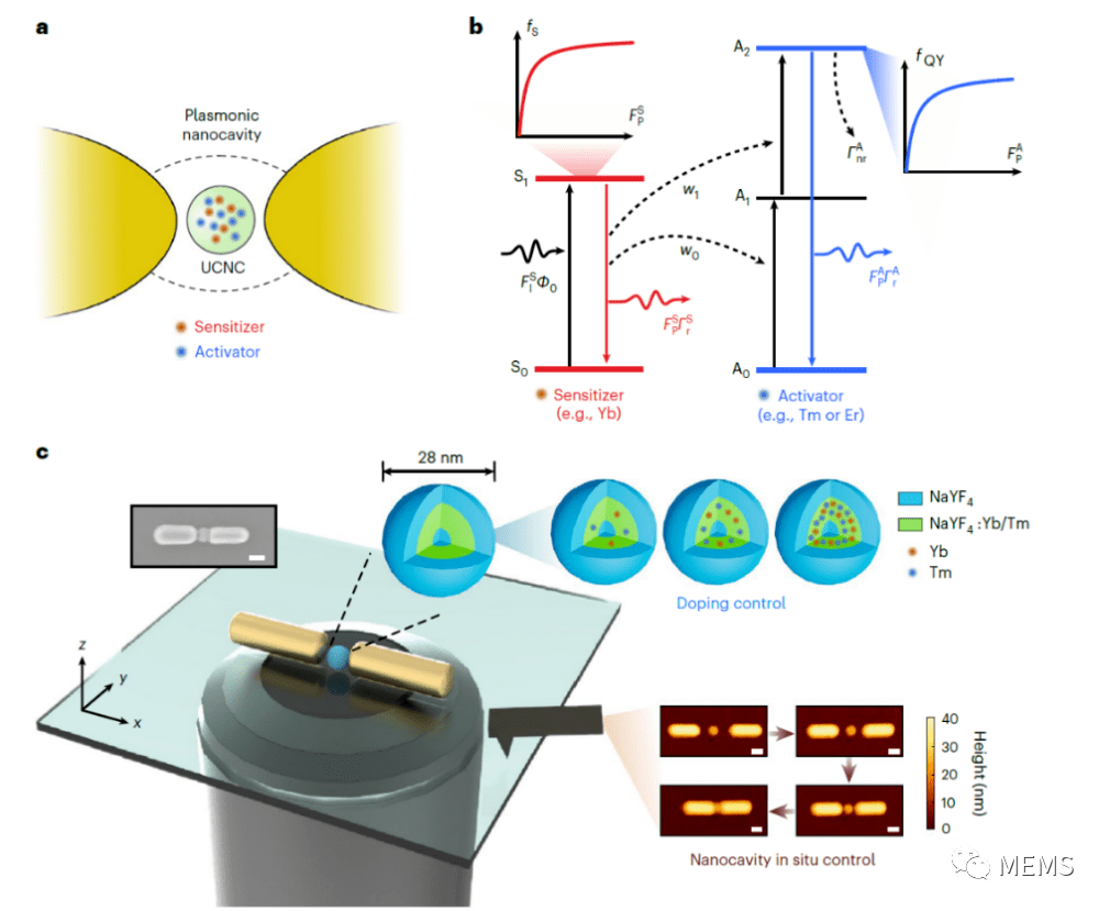 结合表面等离激元光学纳腔，实现极低照度下纳米晶高亮度光子上转换_实验_研究_颗粒