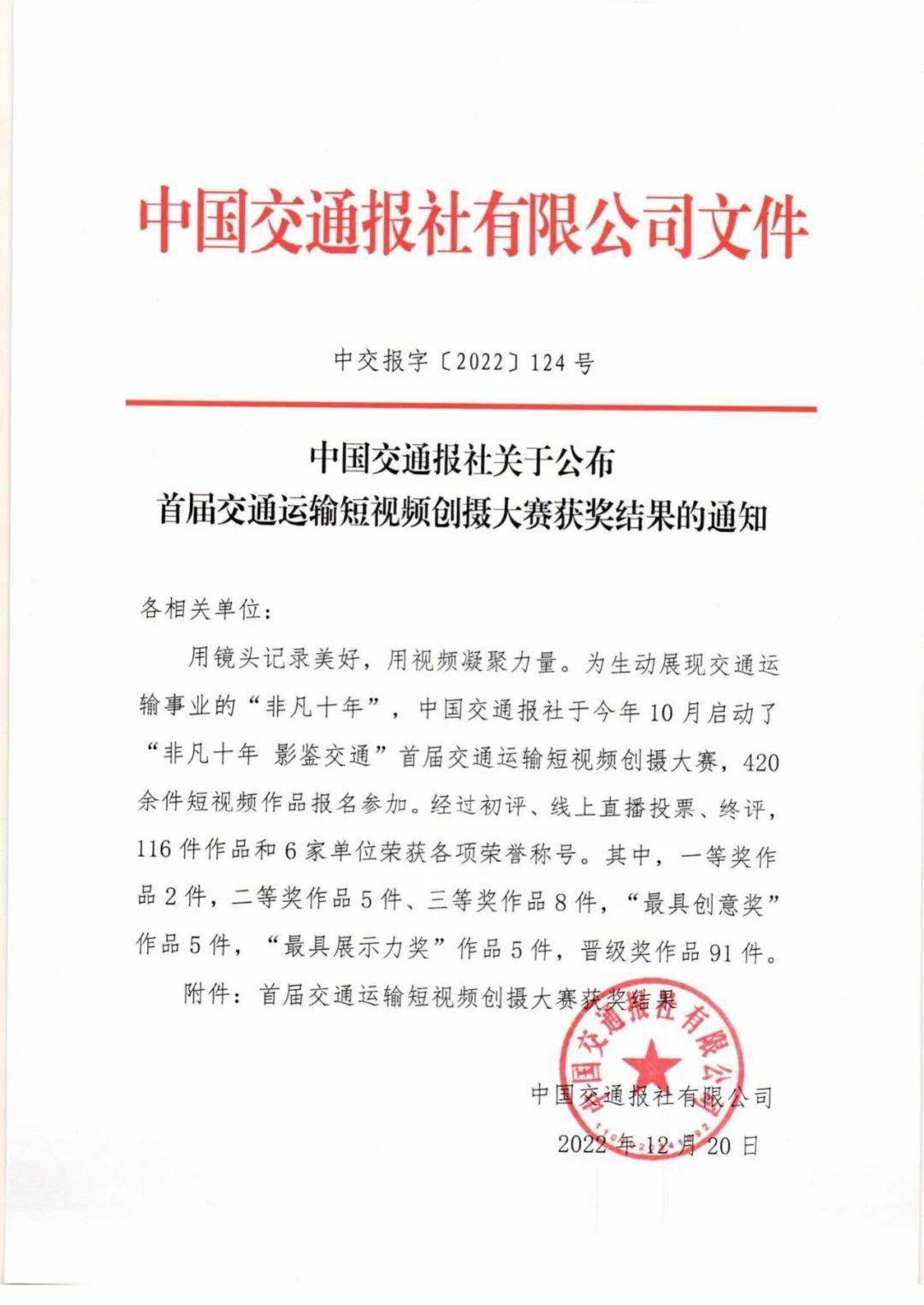 【荣誉在线】短视频《起舞》在“不凡十年·影鉴交通”首届交通运输短视频创摄大赛中晋级