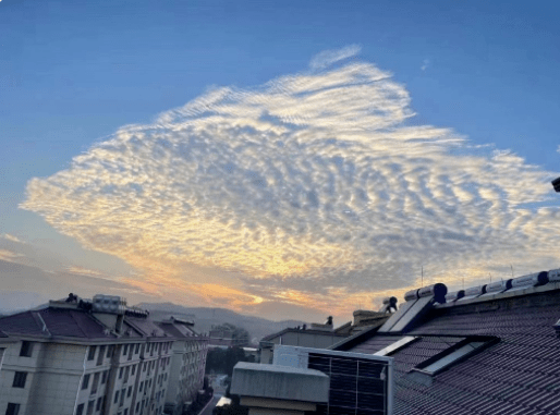 浙江武义天空出现超大鱼形云朵