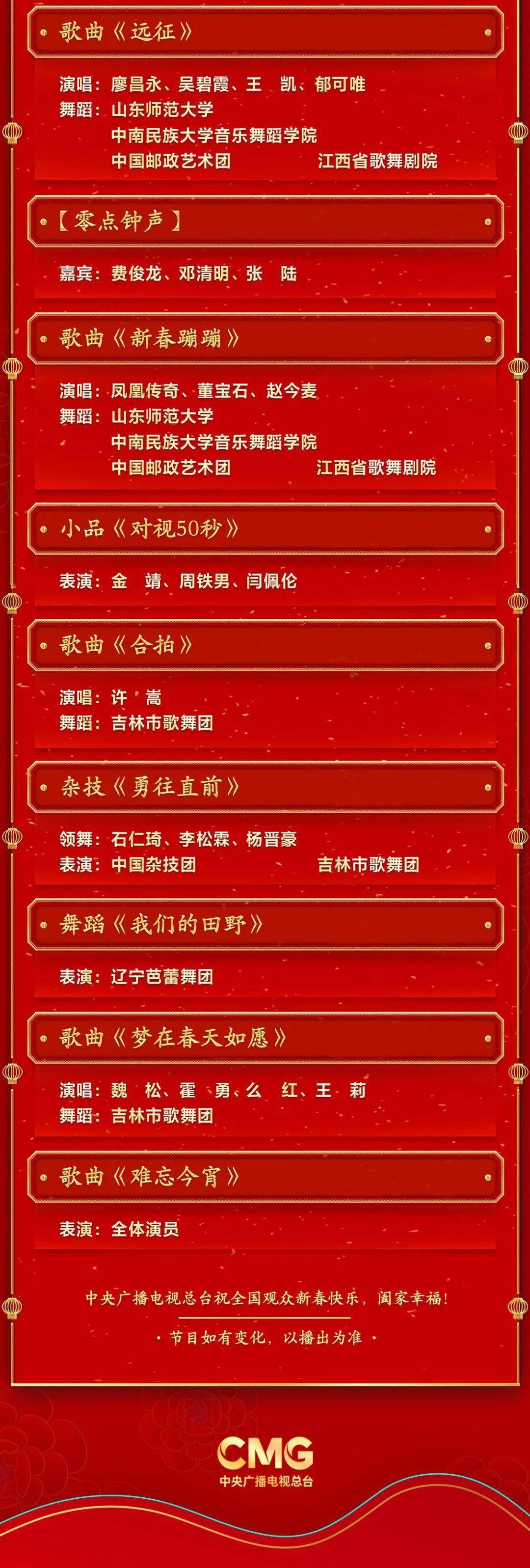 卯兔迎春 共赏春晚！附央视春晚节目单！