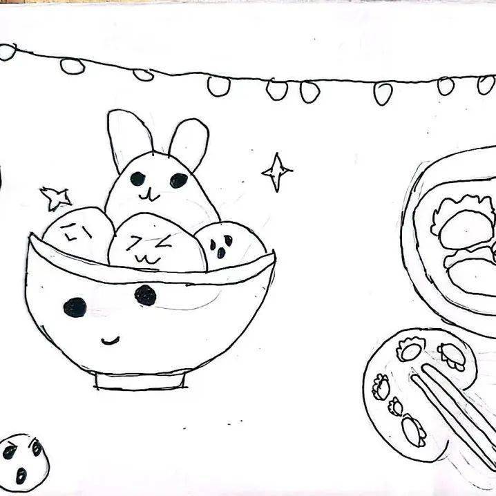 春节饮食简笔画图片