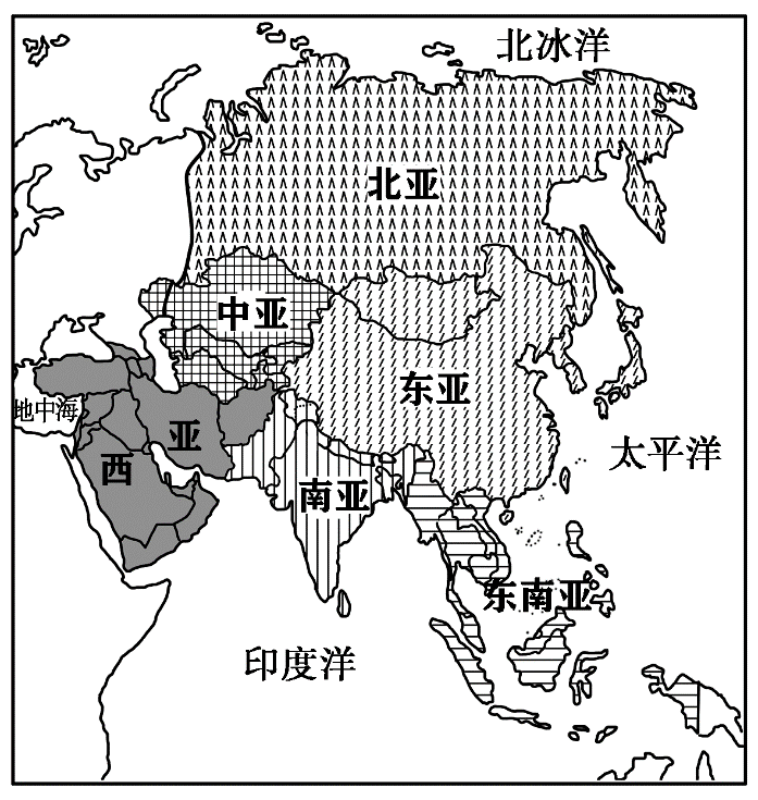 亚洲区域划分地图图片